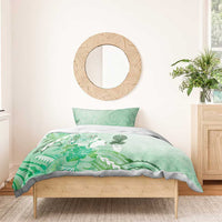 Aotearoa Maori Wahine Bedding Set Fantail Bird Green Gold Marble