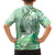 Aotearoa Maori Wahine Family Matching Off Shoulder Short Dress and Hawaiian Shirt Fantail Bird Green Gold Marble