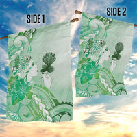 Aotearoa Maori Wahine Garden Flag Fantail Bird Green Gold Marble