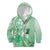 Aotearoa Maori Wahine Kid Hoodie Fantail Bird Green Gold Marble