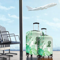Aotearoa Maori Wahine Luggage Cover Fantail Bird Green Gold Marble