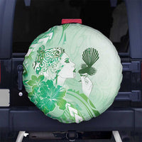 Aotearoa Maori Wahine Spare Tire Cover Fantail Bird Green Gold Marble