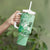 Aotearoa Maori Wahine Tumbler With Handle Fantail Bird Green Gold Marble