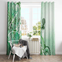 Aotearoa Maori Wahine Window Curtain Fantail Bird Green Gold Marble