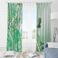 Aotearoa Maori Wahine Window Curtain Fantail Bird Green Gold Marble