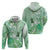 Aotearoa Maori Wahine Zip Hoodie Fantail Bird Green Gold Marble