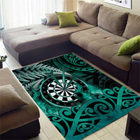New Zealand Darts Area Rug Maori Koru Dartboard Turquoise Flame