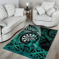 New Zealand Darts Area Rug Maori Koru Dartboard Turquoise Flame