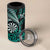 Personalised New Zealand Darts 4 in 1 Can Cooler Tumbler Maori Koru Dartboard Turquoise Flame