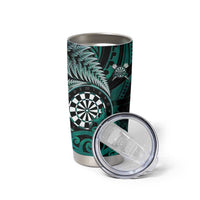 Personalised New Zealand Darts Tumbler Cup Maori Koru Dartboard Turquoise Flame