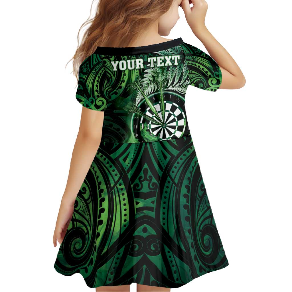Personalised New Zealand Darts Family Matching Tank Maxi Dress and Hawaiian Shirt Maori Koru Dartboard Green Flame