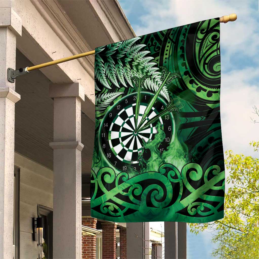 New Zealand Darts Garden Flag Maori Koru Dartboard Green Flame