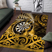 New Zealand Darts Area Rug Maori Koru Dartboard Gold Flame