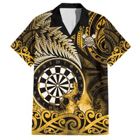 Personalised New Zealand Darts Family Matching Summer Maxi Dress and Hawaiian Shirt Maori Koru Dartboard Gold Flame