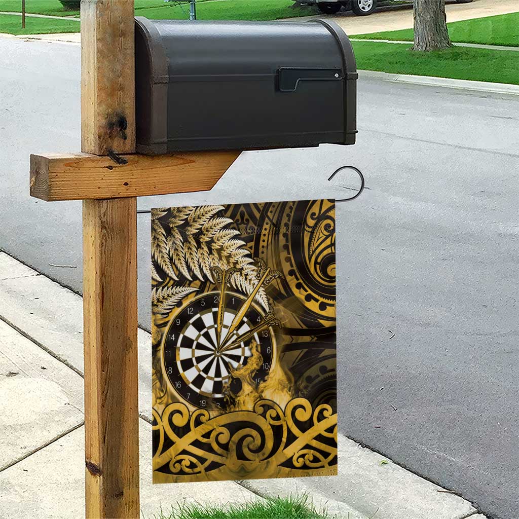 New Zealand Darts Garden Flag Maori Koru Dartboard Gold Flame