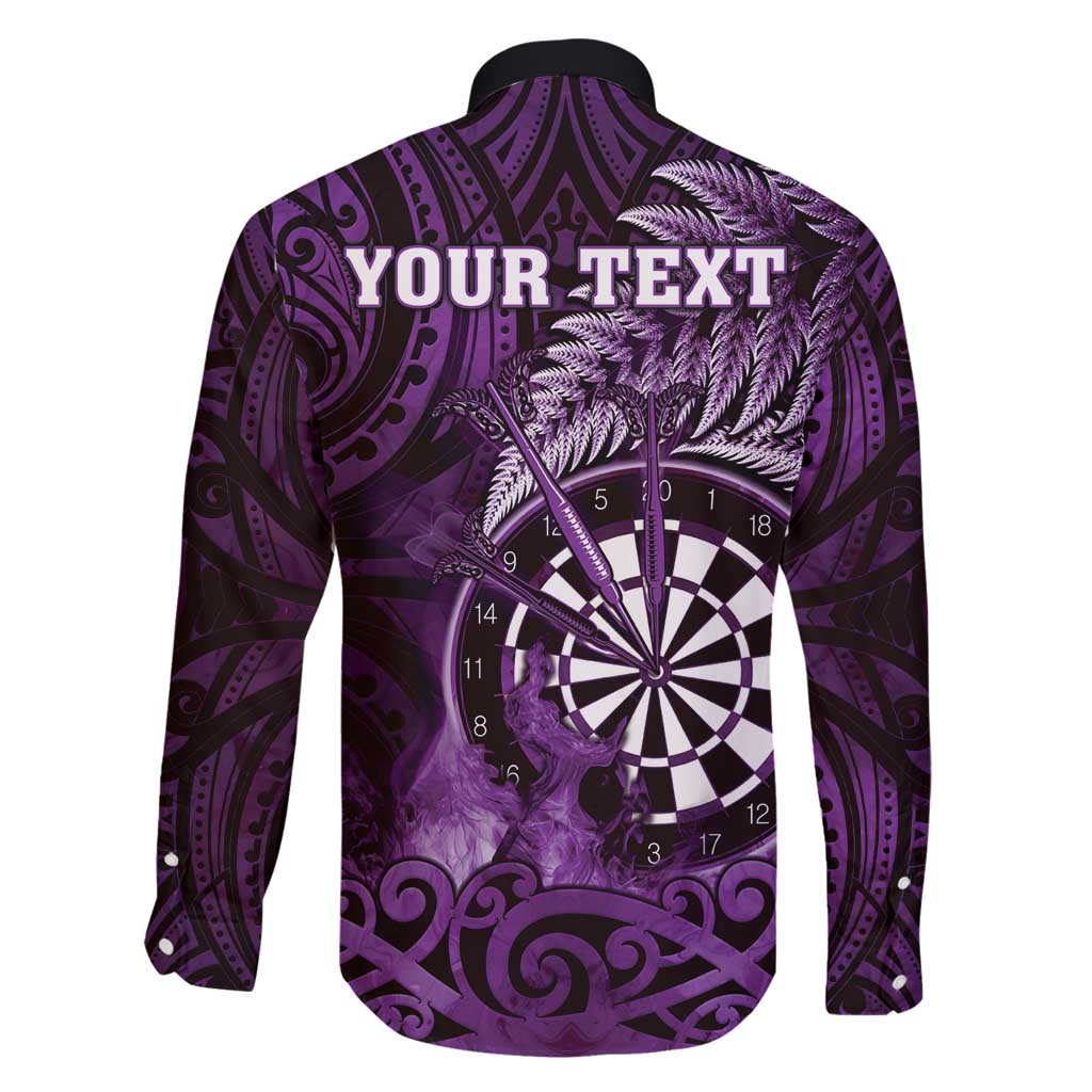 Personalised New Zealand Darts Family Matching Summer Maxi Dress and Hawaiian Shirt Maori Koru Dartboard Purple Flame