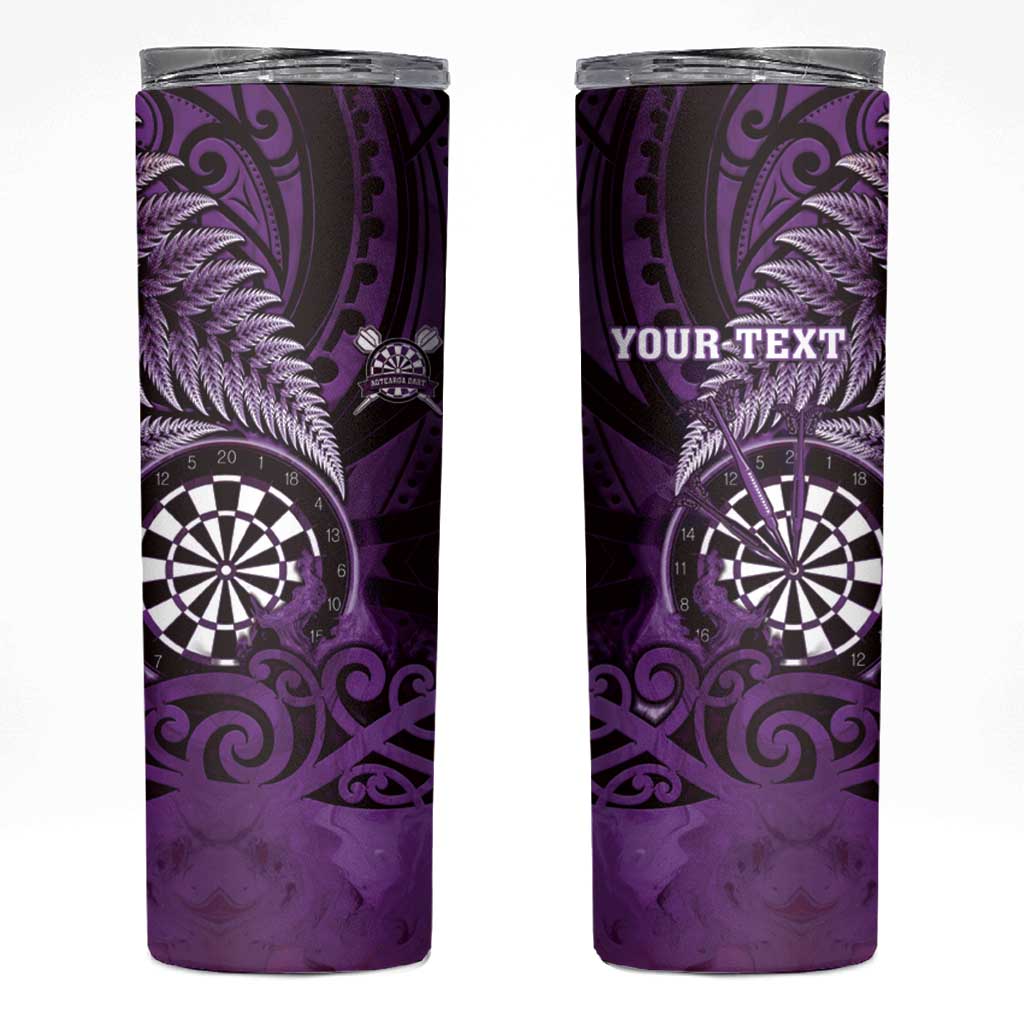 Personalised New Zealand Darts Skinny Tumbler Maori Koru Dartboard Purple Flame LT05 Purple - Polynesian Pride