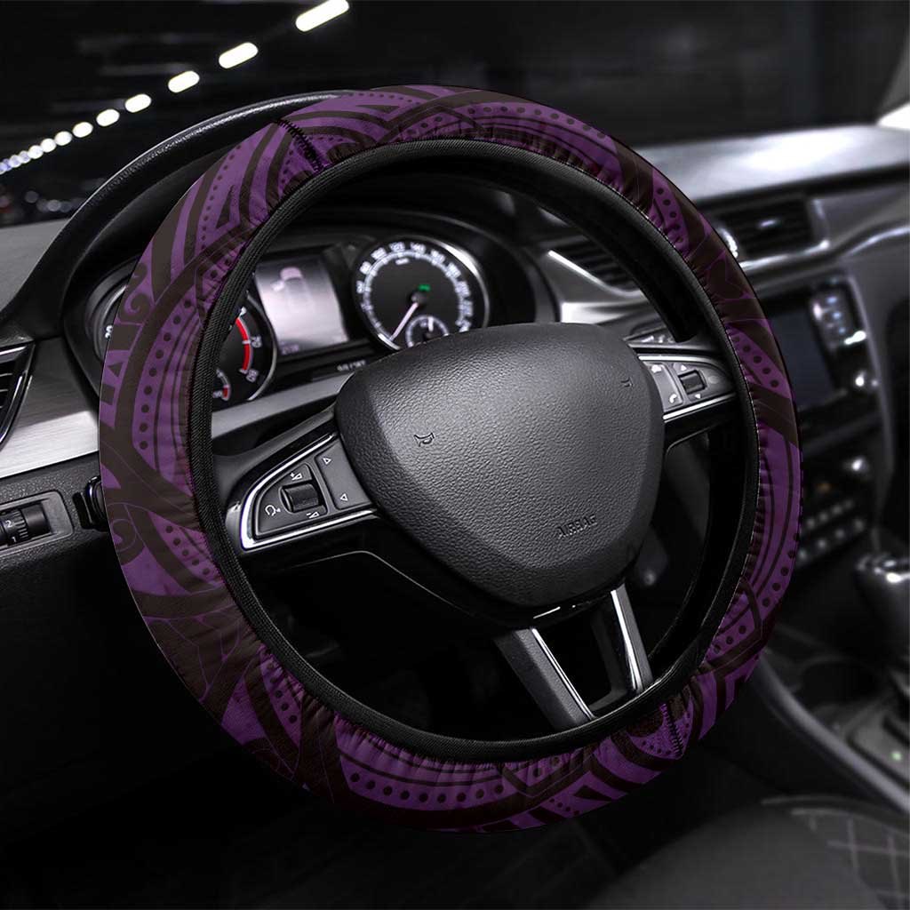 New Zealand Darts Steering Wheel Cover Maori Koru Dartboard Purple Flame