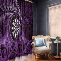 New Zealand Darts Window Curtain Maori Koru Dartboard Purple Flame