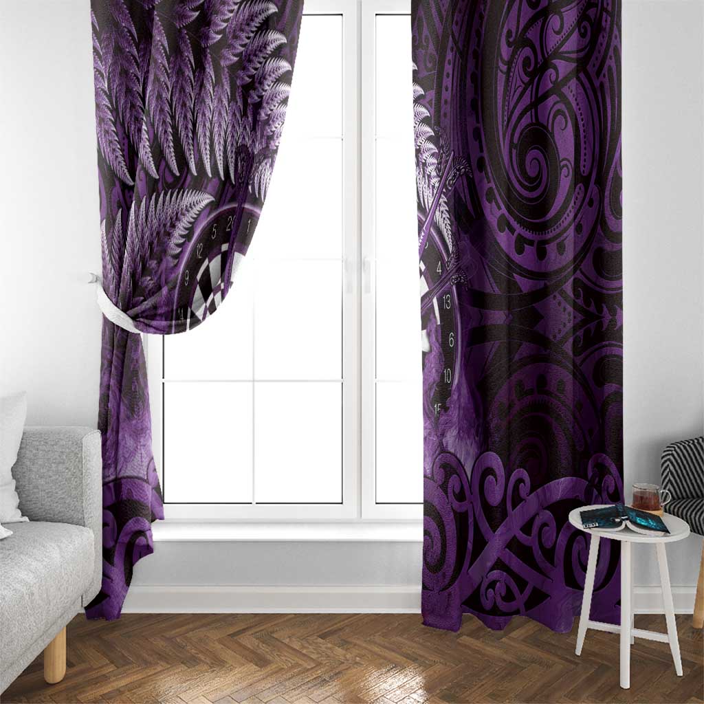 New Zealand Darts Window Curtain Maori Koru Dartboard Purple Flame