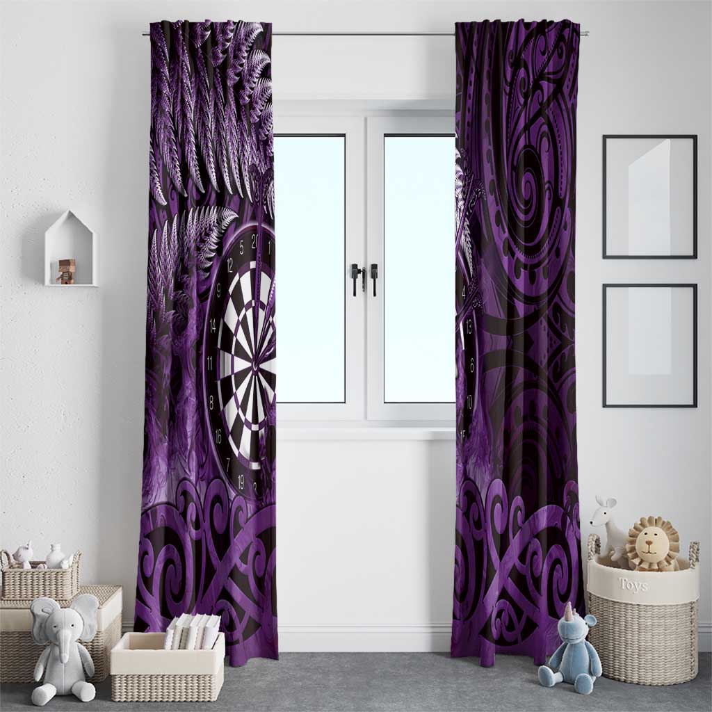 New Zealand Darts Window Curtain Maori Koru Dartboard Purple Flame