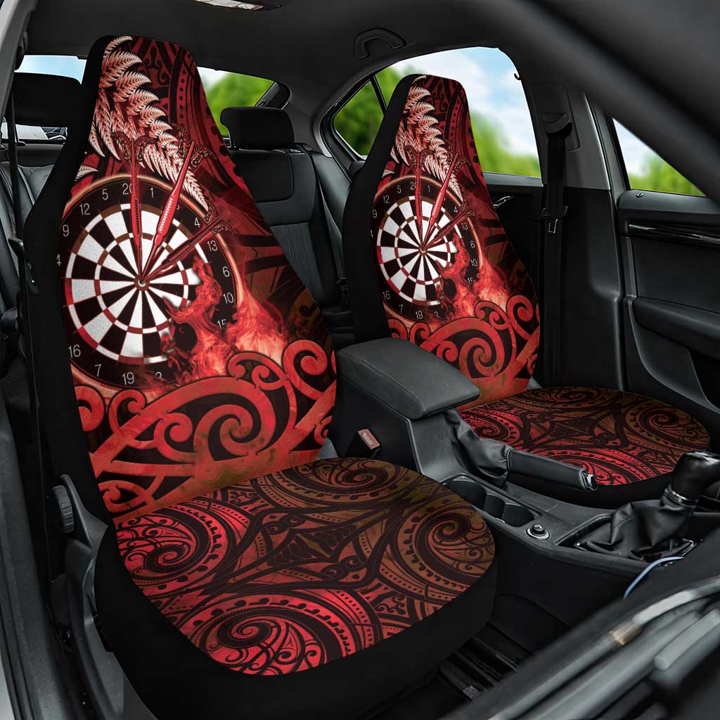 New Zealand Darts Car Seat Cover Maori Koru Dartboard Red Flame