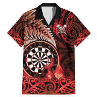 Personalised New Zealand Darts Family Matching Mermaid Dress and Hawaiian Shirt Maori Koru Dartboard Red Flame