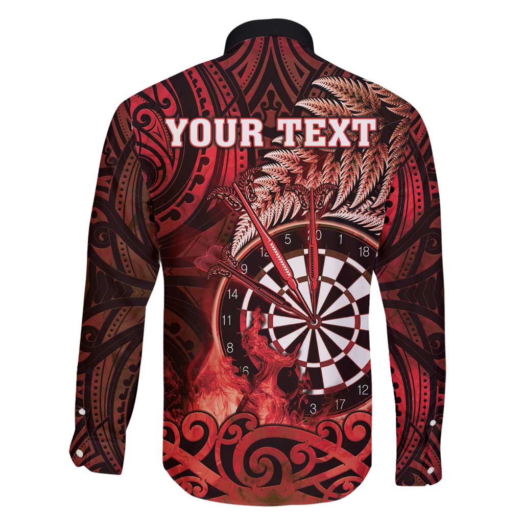 Personalised New Zealand Darts Family Matching Puletasi and Hawaiian Shirt Maori Koru Dartboard Red Flame LT05 - Polynesian Pride