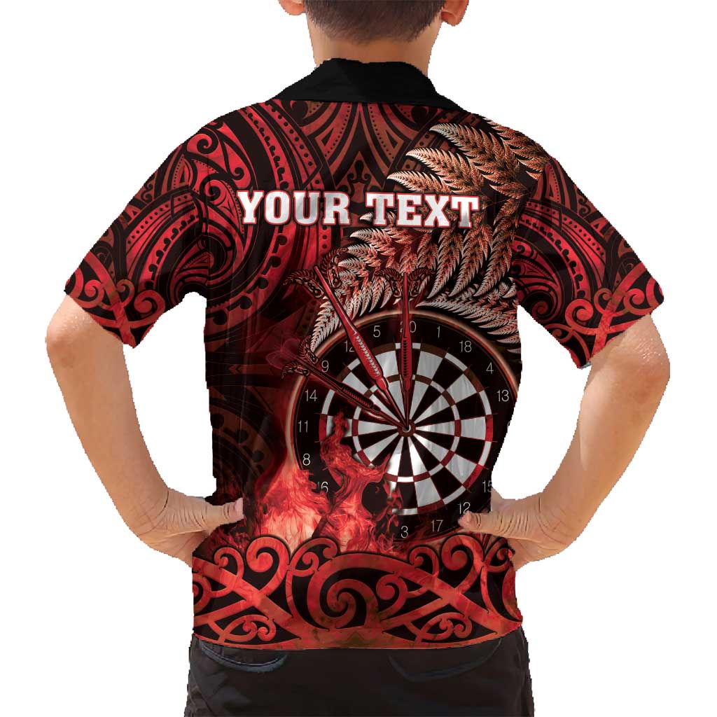 Personalised New Zealand Darts Family Matching Tank Maxi Dress and Hawaiian Shirt Maori Koru Dartboard Red Flame