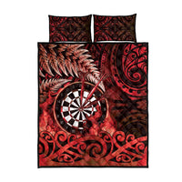 New Zealand Darts Quilt Bed Set Maori Koru Dartboard Red Flame