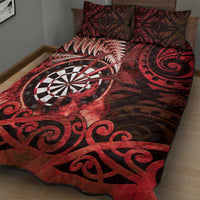 New Zealand Darts Quilt Bed Set Maori Koru Dartboard Red Flame