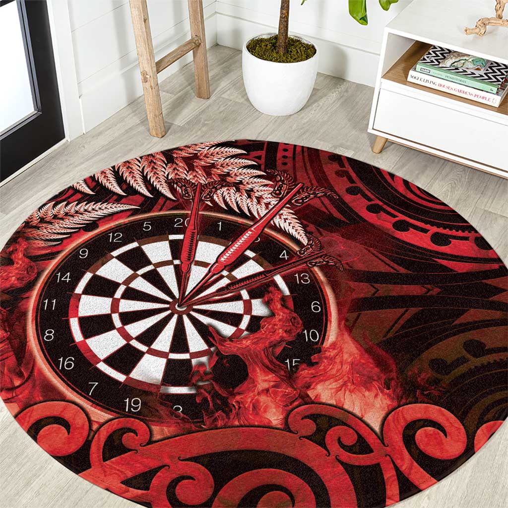 New Zealand Darts Round Carpet Maori Koru Dartboard Red Flame
