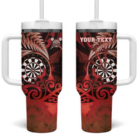 Personalised New Zealand Darts Tumbler With Handle Maori Koru Dartboard Red Flame