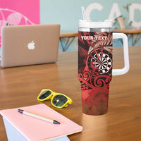 Personalised New Zealand Darts Tumbler With Handle Maori Koru Dartboard Red Flame