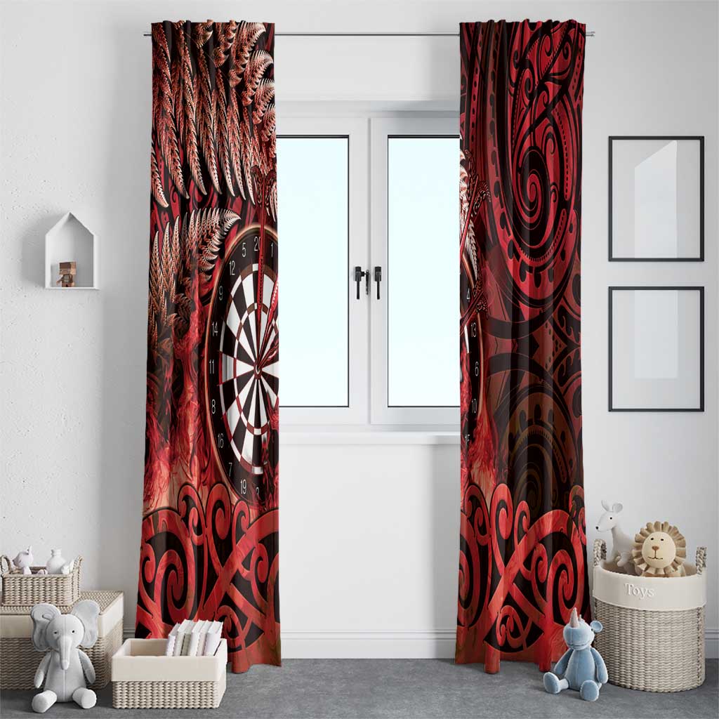New Zealand Darts Window Curtain Maori Koru Dartboard Red Flame