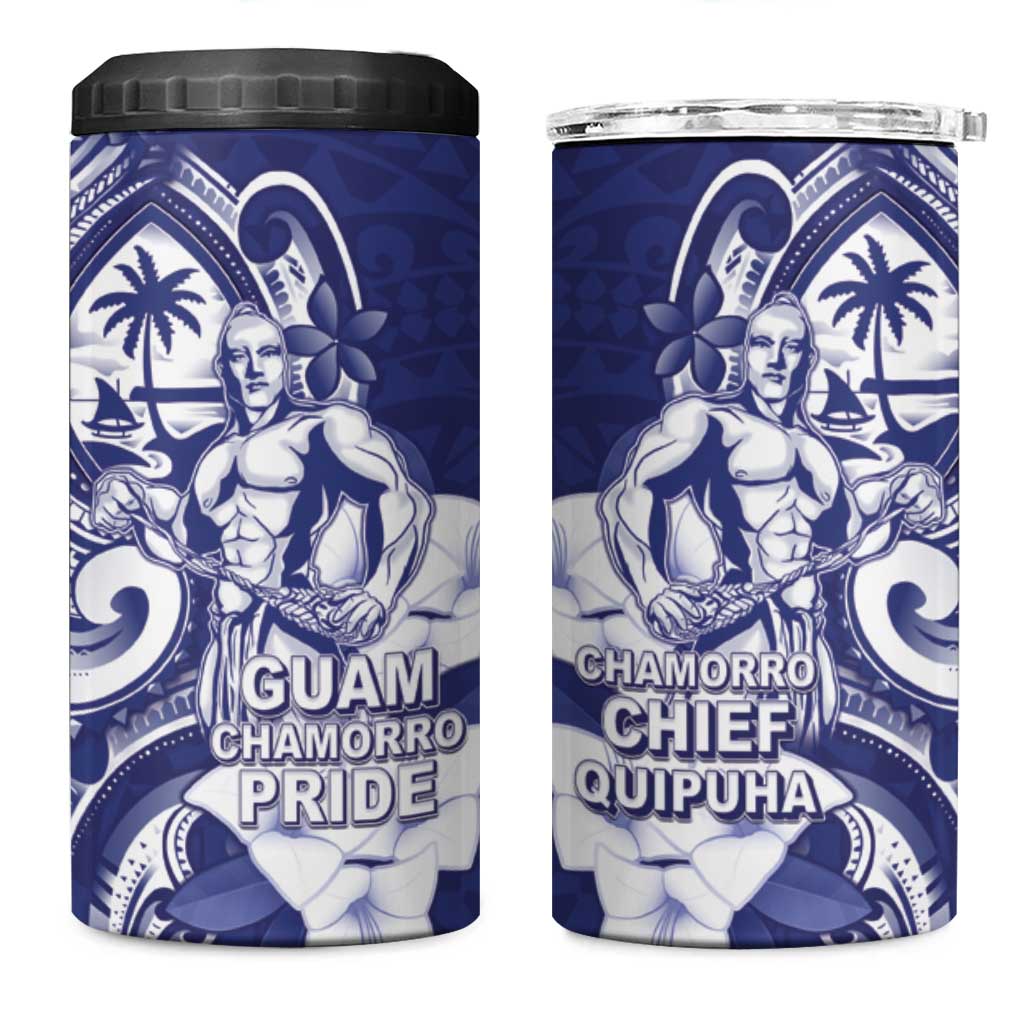 Guam Chief Quipuha 4 in 1 Can Cooler Tumbler Polynesian Pattern With Guasali Flowers