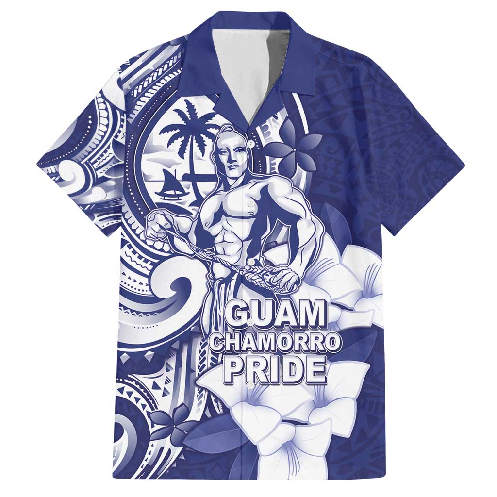 Guam Chief Quipuha Family Matching Long Sleeve Bodycon Dress and Hawaiian Shirt Polynesian Pattern With Guasali Flowers LT05 Dad's Shirt - Short Sleeve Navy - Polynesian Pride