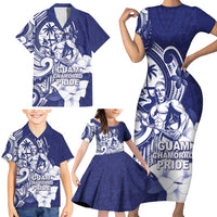 Guam Chief Quipuha Family Matching Short Sleeve Bodycon Dress and Hawaiian Shirt Polynesian Pattern With Guasali Flowers LT05 - Polynesian Pride