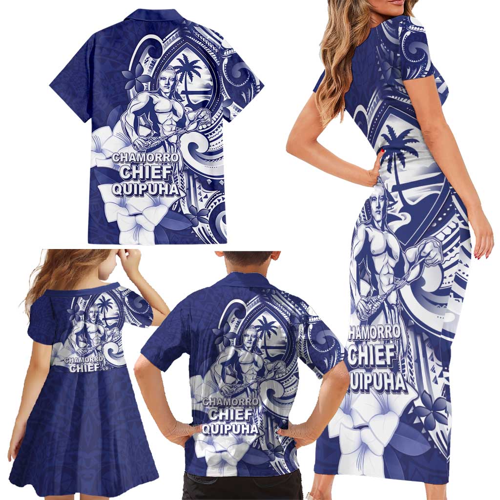 Guam Chief Quipuha Family Matching Short Sleeve Bodycon Dress and Hawaiian Shirt Polynesian Pattern With Guasali Flowers LT05 - Polynesian Pride