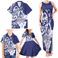 Guam Chief Quipuha Family Matching Tank Maxi Dress and Hawaiian Shirt Polynesian Pattern With Guasali Flowers