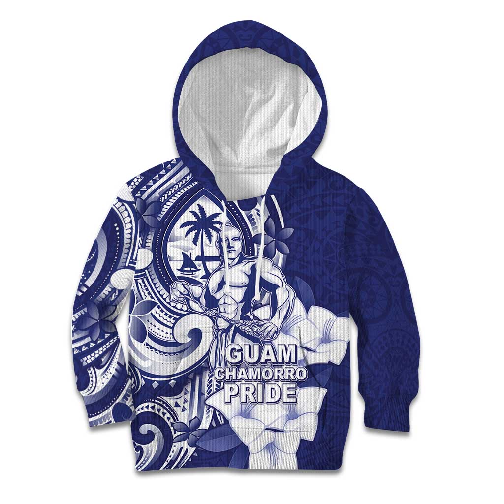 Guam Chief Quipuha Kid Hoodie Polynesian Pattern With Guasali Flowers