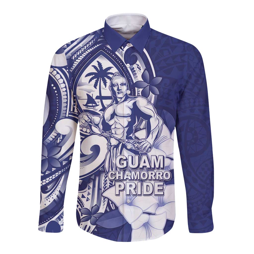 Guam Chief Quipuha Long Sleeve Button Shirt Polynesian Pattern With Guasali Flowers