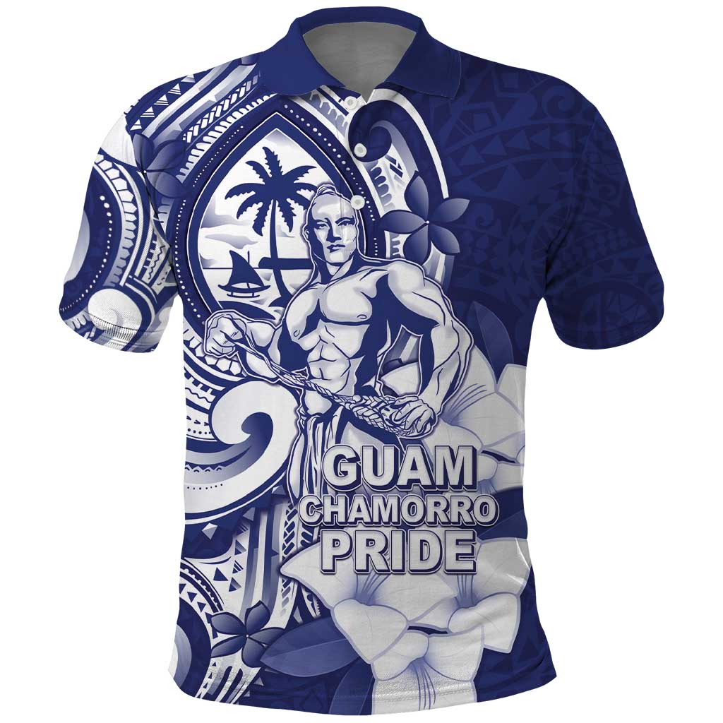 Guam Chief Quipuha Polo Shirt Polynesian Pattern With Guasali Flowers
