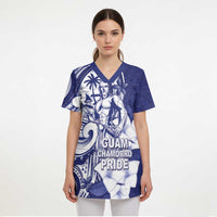 Guam Chief Quipuha Scrub Top Polynesian Pattern With Guasali Flowers - Polynesian Pride