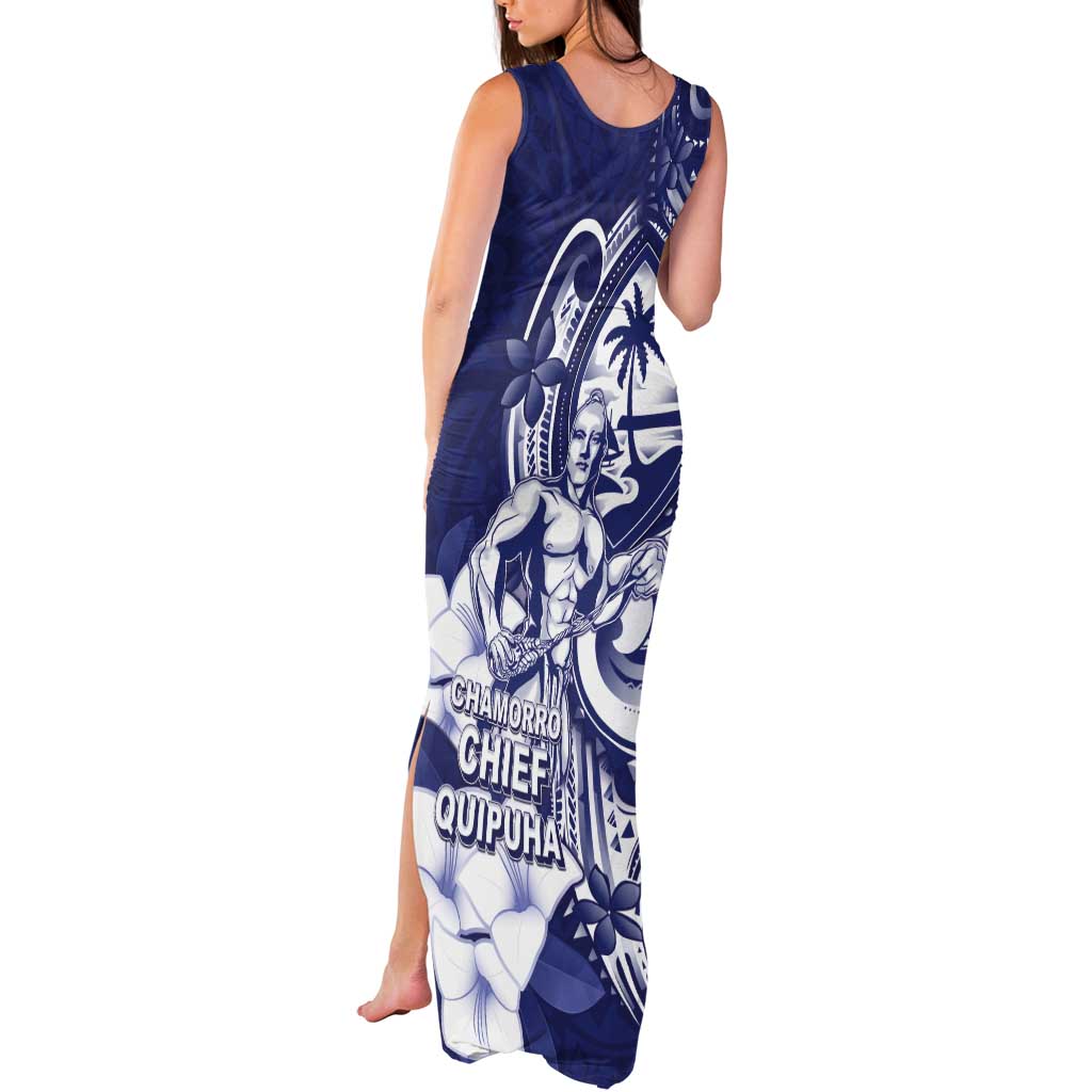Guam Chief Quipuha Tank Maxi Dress Polynesian Pattern With Guasali Flowers