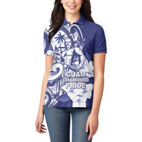 Guam Chief Quipuha Women Polo Shirt Polynesian Pattern With Guasali Flowers
