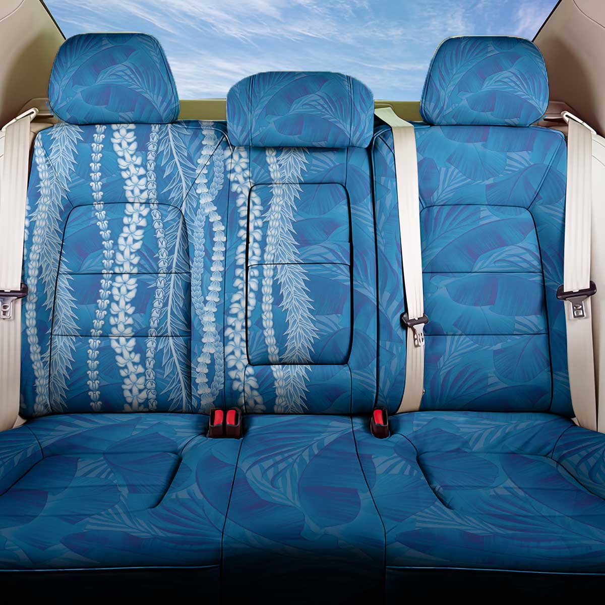 Hawaii Prince Kuhio Back Car Seat Cover Blue Hawaiian Lau Maia With Leis