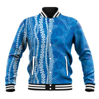 Hawaii Prince Kuhio Baseball Jacket Blue Hawaiian Lau Maia With Leis