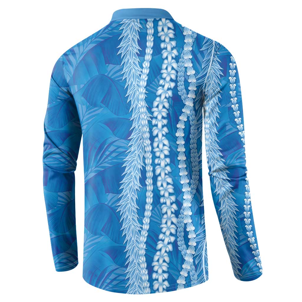 Hawaii Prince Kuhio Button Sweatshirt Blue Hawaiian Lau Maia With Leis
