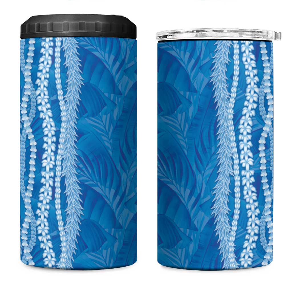 Hawaii Prince Kuhio 4 in 1 Can Cooler Tumbler Blue Hawaiian Lau Maia With Leis